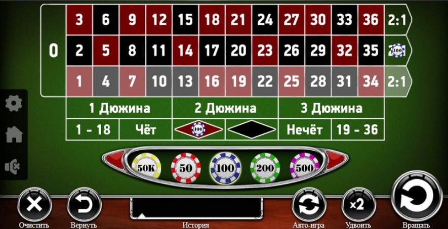 Cuban system - red sector and 2 columns selected